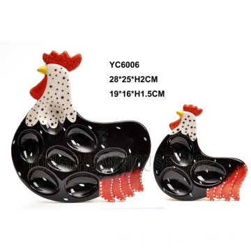 Ceramic Egg Tray Rooster Design